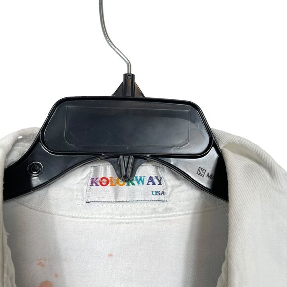 Vintage Kolorway USA Denim Button Up Shirt Womens Large Hand Painted Art to Wear - Picture 3 of 14